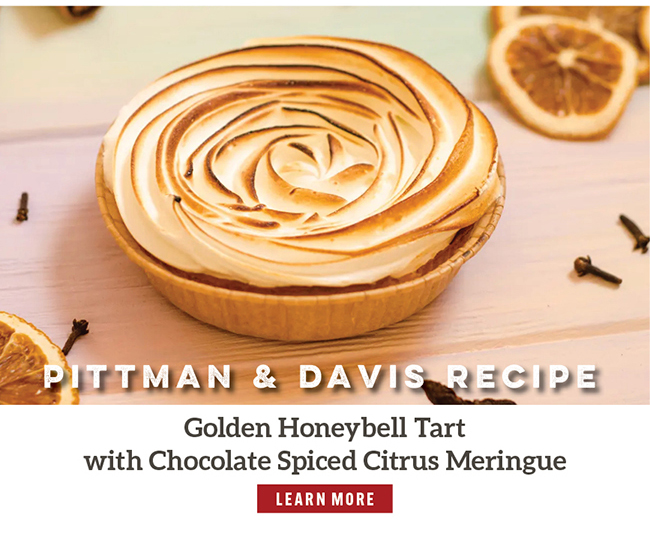 Pittman & Davis Golden Honeybell Tart with Chocolate Spiced Citrus Meringue