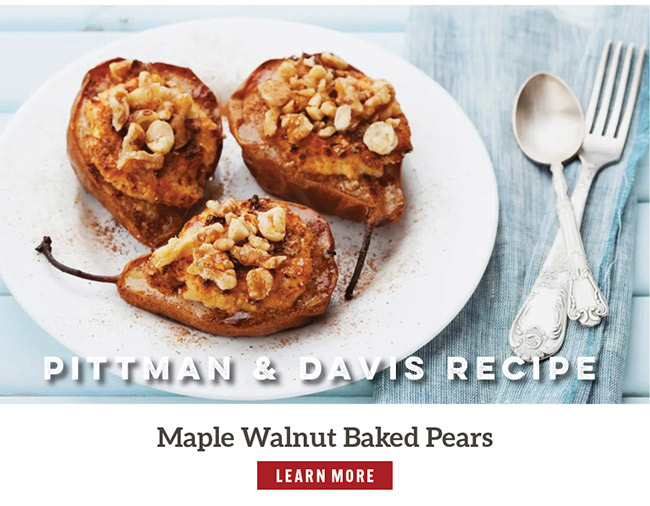 Maple Walnut Baked Pears